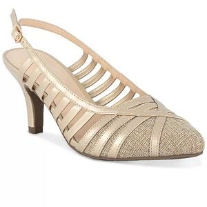 Jones New York Women's Gillery‎ Strappy Slingback Light Gold Heels, Size 7.5 M